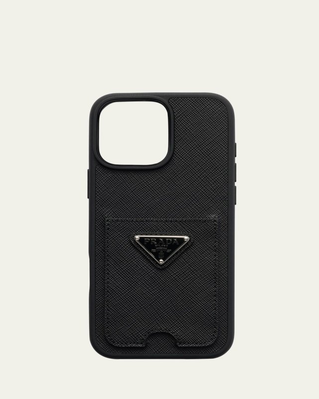 iPhone 16 Pro Max Saffiano Leather Phone Case